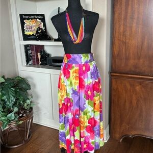 80’s Colorful Floral Print Skirt